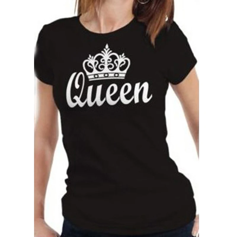 Пара короткий рукав Футболка King Queen с буквенным принтом для любителей вина