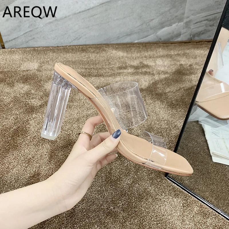 

2020 New Fashion and Comfort Heels Slippers Women Sandals Summer Shoes Woman Transparent High Pumps Wedding High Heels