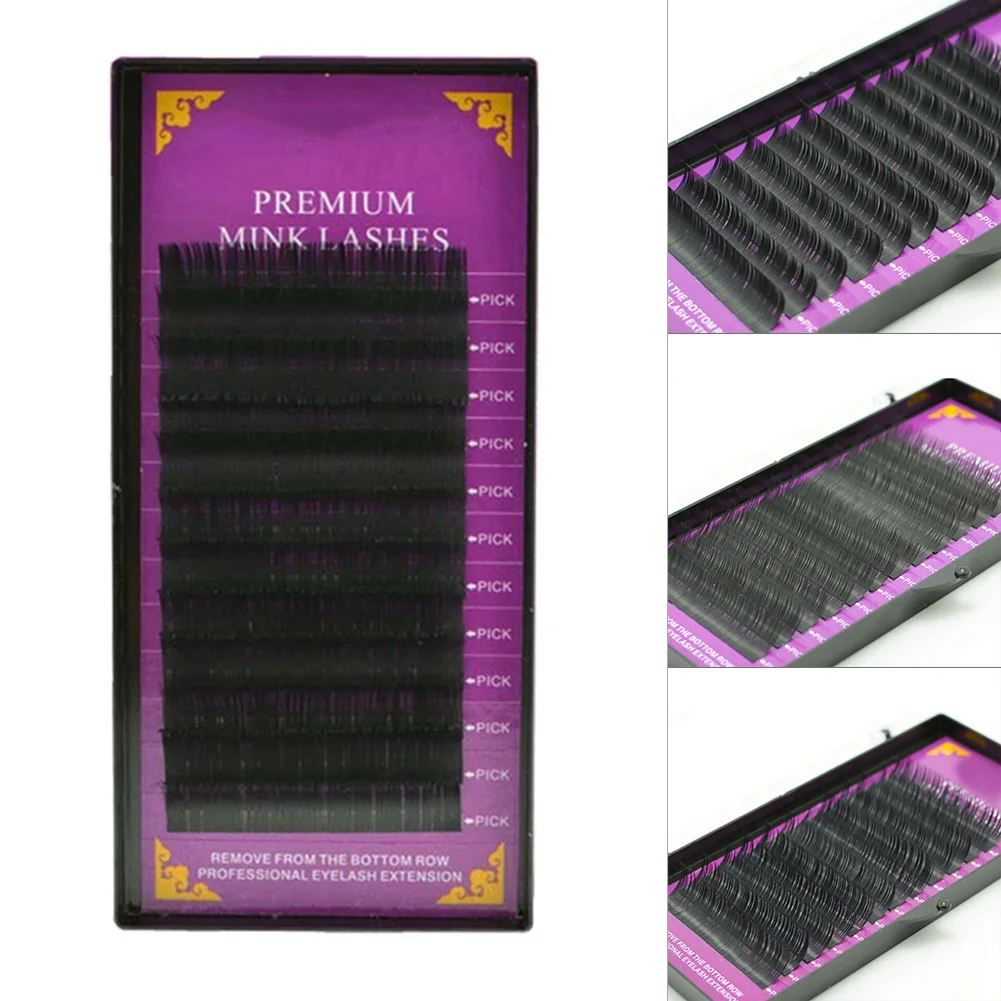 

Size B C D Curl Individual Mink Eyelash Extension Soft Black Fake False Eye Lashes 9-14mm Makeup Tool