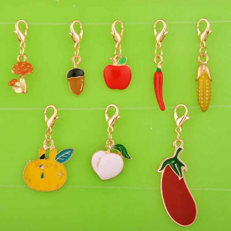 DIY эмаль Растительные кукурузные яблоки персики подвеска баклажан с застежкой