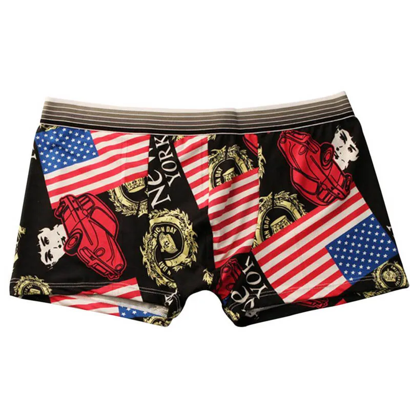 american flag Фирменное модное мужское нижнее белье с принтом черепа, дышащие мягкие боксеры, гладкое повседневное быстросохнущее нижнее белье на плоской подошве - Цвет: american flag