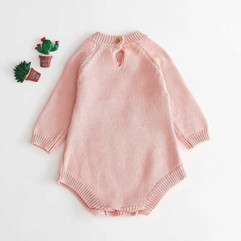 

Cartoon Bear Knitted Newborn Rompers 2019 Autumn Girl Clothes Baby Girls Knitting Romper Newborn Boys Clothes Overalls Sweater