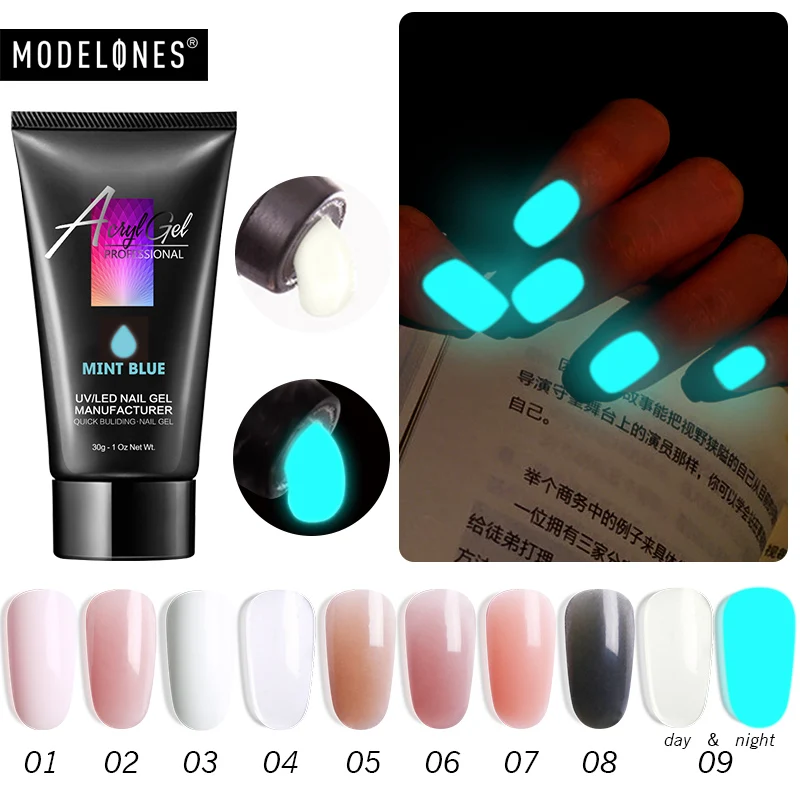 Modelones 30 г Кристальный удлиняющий УФ гель для наращивания ногтей светодиодный