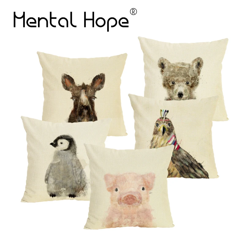 Наволочка Принт с животными и героями из мультфильмов на подушку диванную