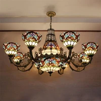 european vintage art glass chandelier bar cafe living room stained glass lustre lamp glass light fixtures