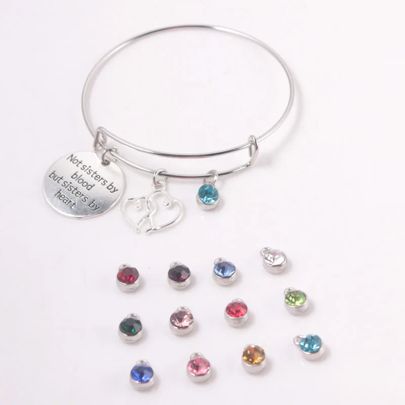 &quotNot sisters по крови но сестры сердечко&quot браслет с камнем месяца рождения