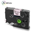 Ламинированные этикетки 12 мм, совместимы с MQE31, MQ531, MQF31, кассеты для этикеток, черные на розовой Пастельной ленте, MQE 31, для этикеток