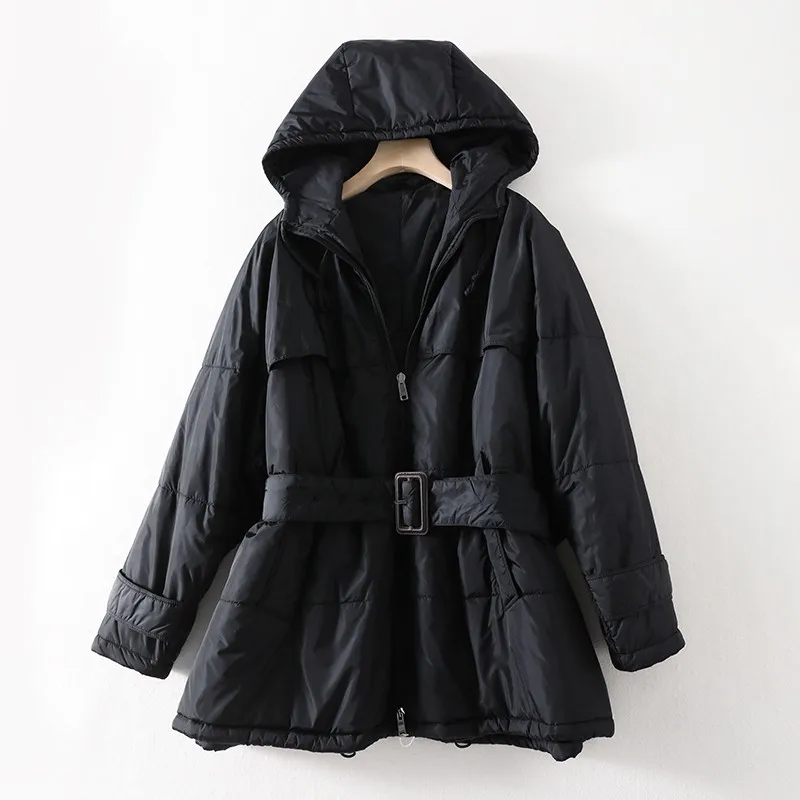 

Парка женская зимняя на хлопковом наполнителе, повседневное пальто с капюшоном, воротником и длинным рукавом, с декоративными манжетами и п...