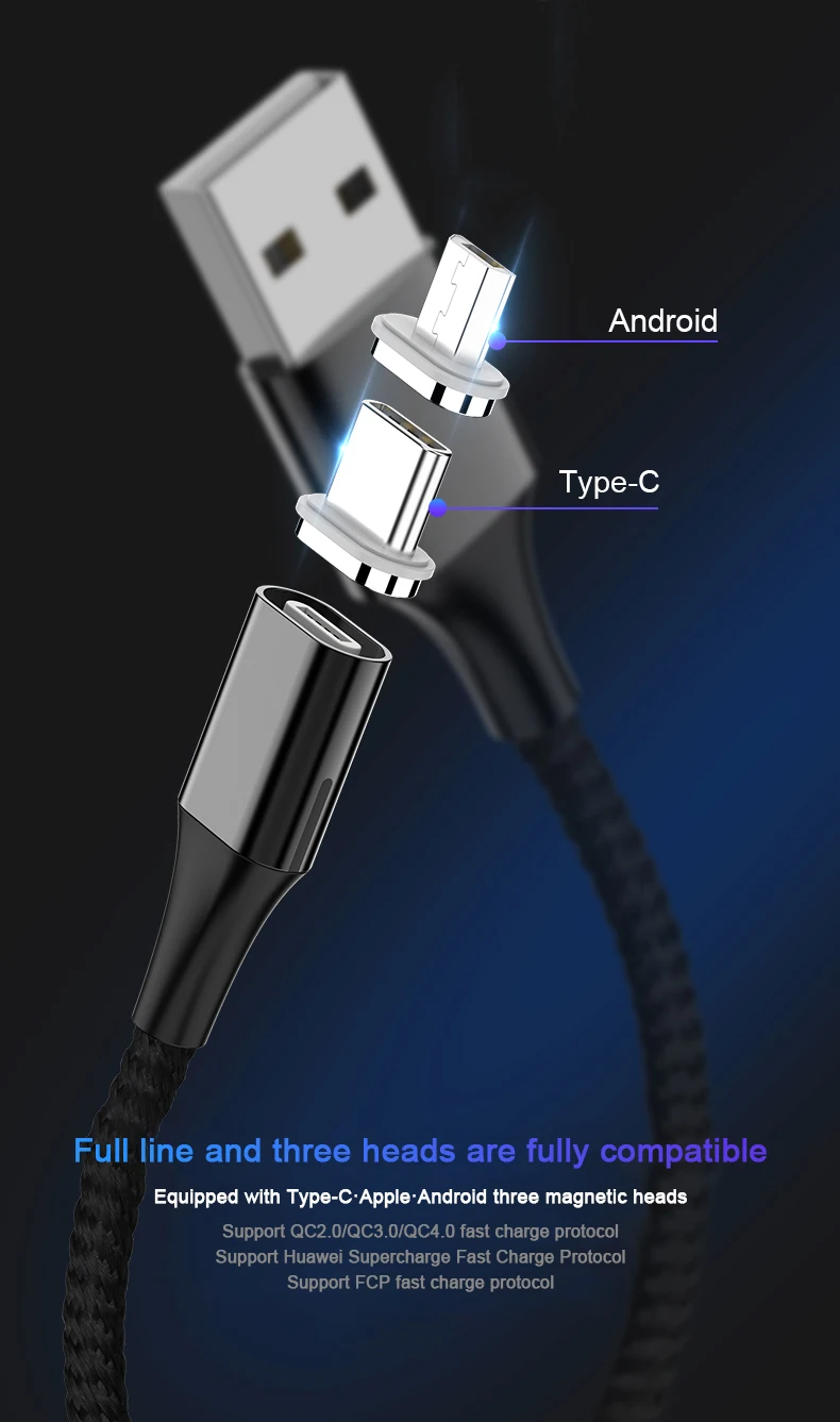 Cherie 5A Магнитный кабель зарядное устройство Micro USB Type C для Huawei P30 Redmi Note 7 быстрой