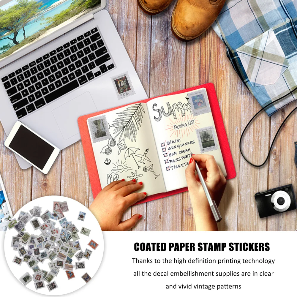 

6 Packs Plant Theme Scrapbooking Journal Planners Diary Stamp Decals for DIY