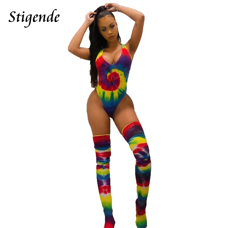 

Stigende Women Summer Sleeveless Swim Bodysuit Beach Wear Sexy V Neck Print Bathing Suit Casual Skinny One Piece Body Romper