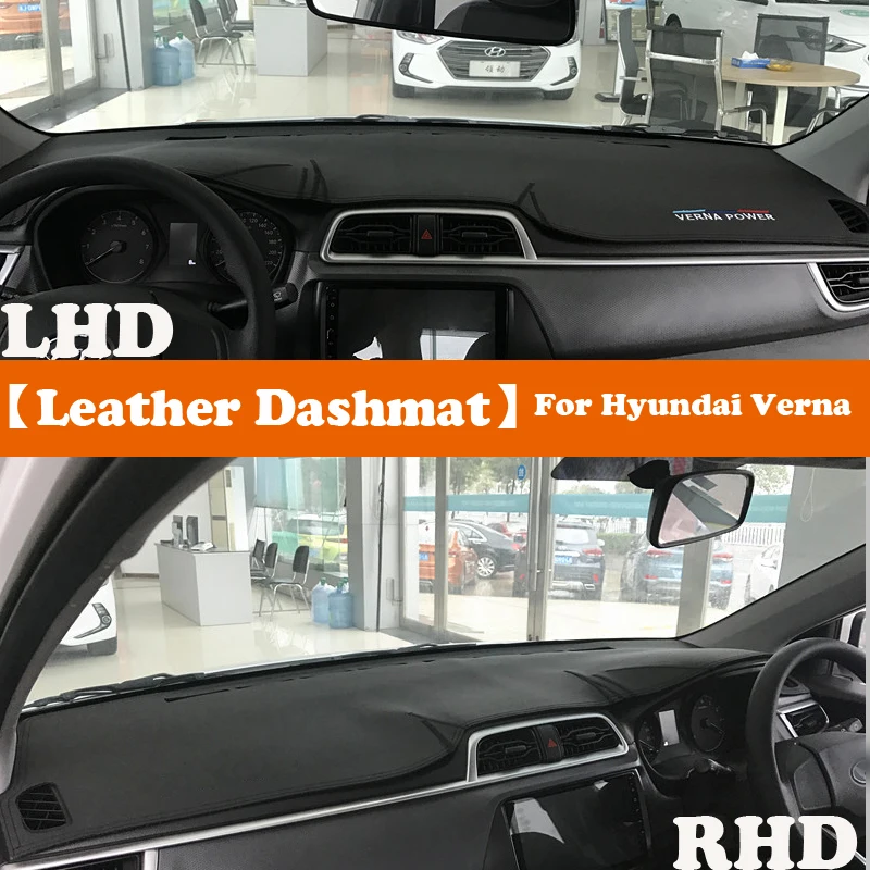 

Leather Dashmat Accessories Car-Styling Dashboard Covers Pad Dash Mat Sunshade Carpet For Hyundai Solaris Accent Verna LHD RHD