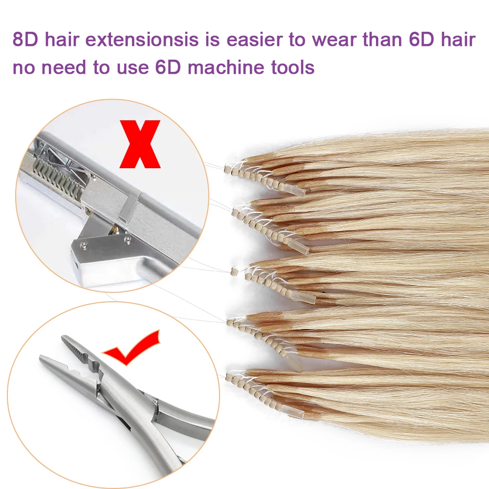 Расширение волос человека SEGO 1G/S 50 прядей 8D Nano Ring Extension невидимый мини-силиконовый микро звено бусины блондинка натуральная.