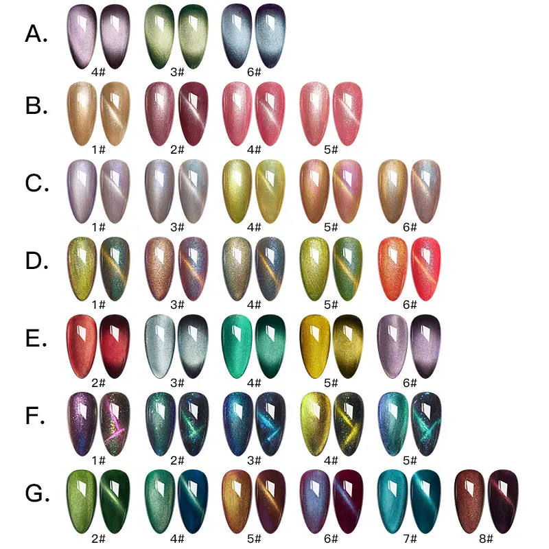 

MEET ACROSS 7ml Chameleon Cat Eye Gel Nail Polish Set Glitter Nails Magnetic Soak Off UV LED Gel Varnish Nail Art Varnish