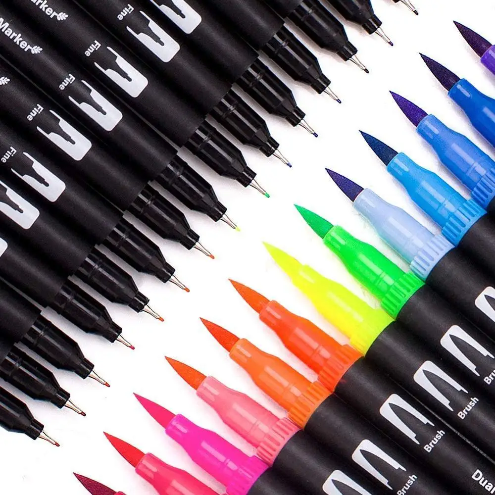 

Dual Tip Brush Pens UP to 120 Colours Felt Tip Pens Colouring Pens for Adults Pack,Drawing,Calligraphy Painting Brush Pens