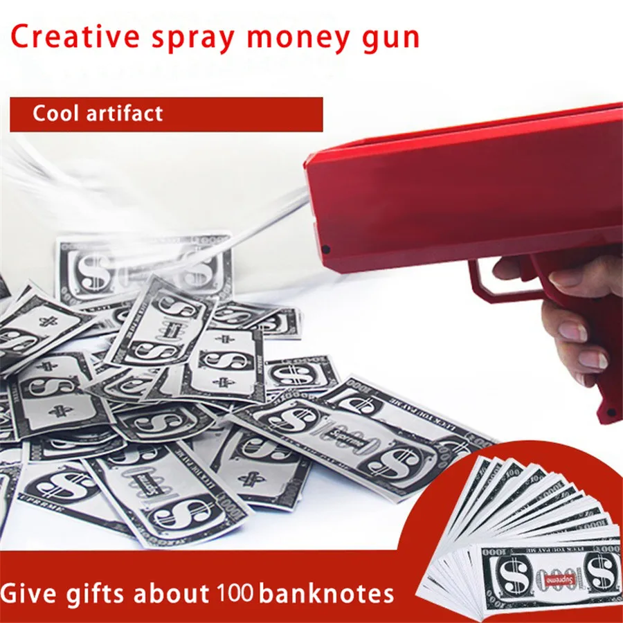 Удивительные деньги пистолет Make It Rain Красный Рождественский подарок вечерние
