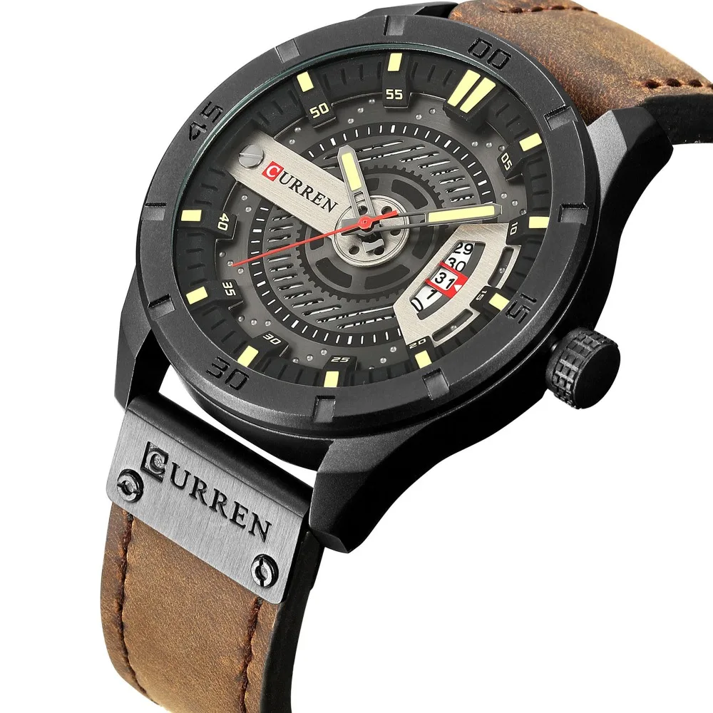 Часы CURREN Мужские Спортивные кварцевые люксовые брендовые в стиле милитари