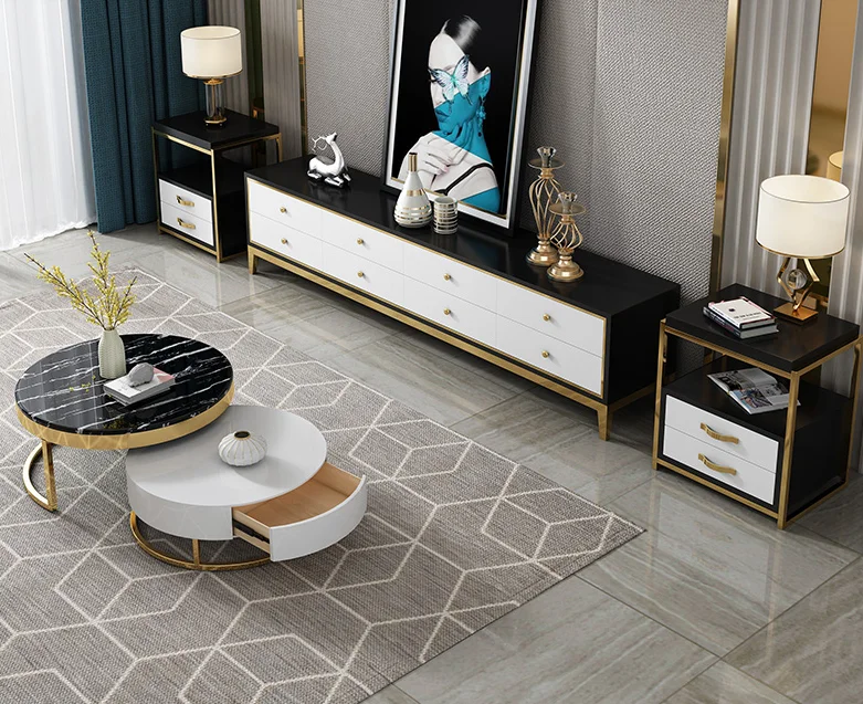 

Стойка из закаленного стекла, лак для выпечки, чайный столик, тумба для телевизора, итальянская современная модель комнаты, легкая Роскошна...