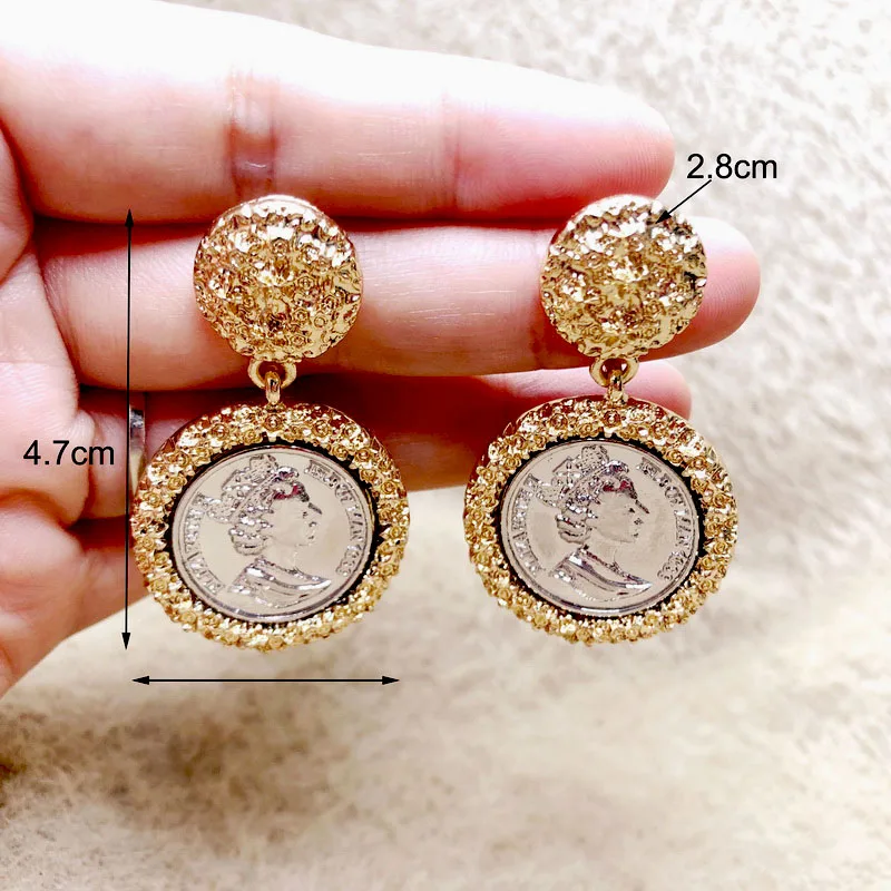 

TOTASALLY Vintage Ethnic Coin Earrings for Woman Golden Alloy Statement Queen dangle Earrings Ladies Jewellries Gifts Dropship