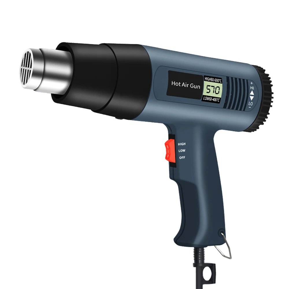 Профессиональный цифровой термопистолет 2000 Вт с регулируемой температурой и ЖК