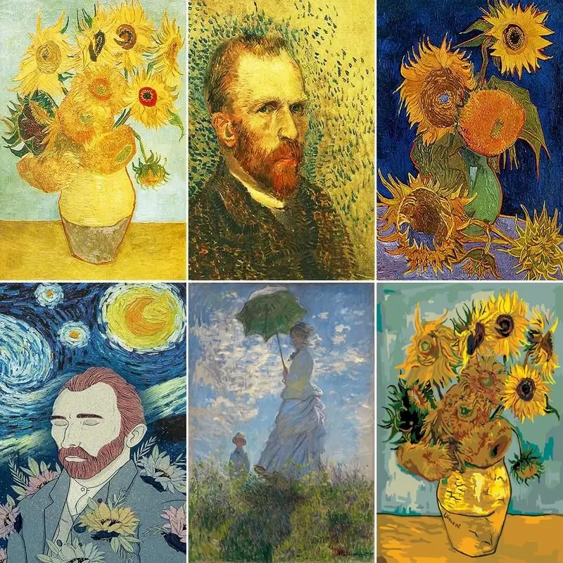 

GATYZTORY Diamond Painting Flower Van Gogh Cross Stitch Full Square Diamond Embroidery Sunflower Sale Rhinestones Pictures Home