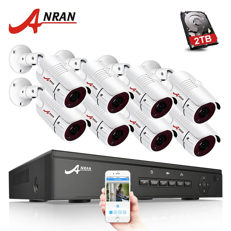 8 Cameras Kit ANRAN CCTV камера система 4CH/8CH POE NVR комплект 48V ONVIF камера видеонаблюдения система HD IP Камера уличная система видеонаблюдения - Цвет: 8 Cameras Kit