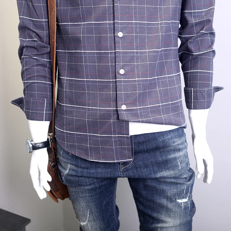

New Arrival Fashion Autumn Men Long Sleeve Loose Plaid 100% Pure Cotton Casual Shirts Flannel Coat Plus Size S-2XL3XL4XL5XL6XL
