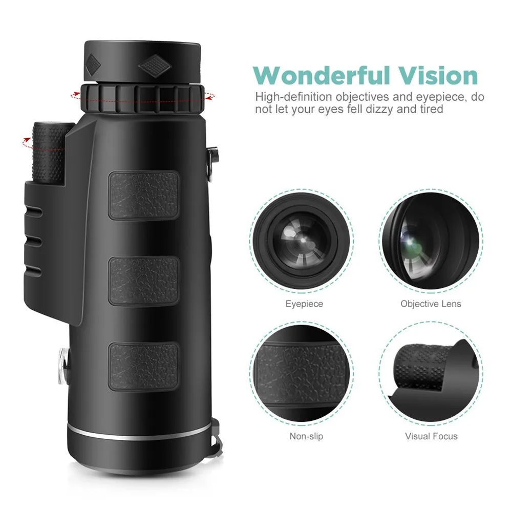 

New Style Camping Clim Ultra igh Power 40X60 Portable HD Night Vision WaterProof Monocular telescopes binoculars binoculo #5