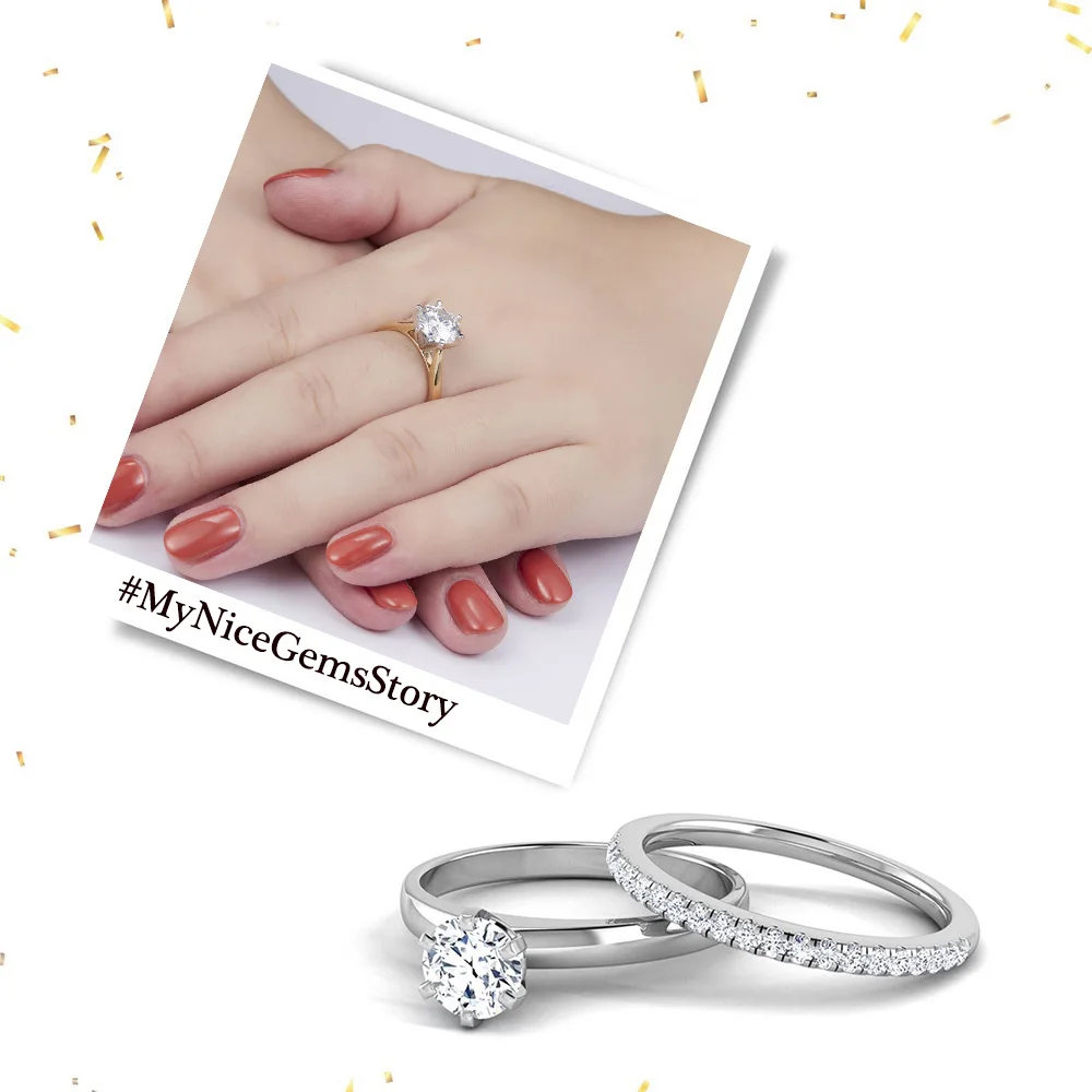 Женское Обручальное Кольцо NiceGems 14K 585 двухцветное Золотое моиссанитовое кольцо