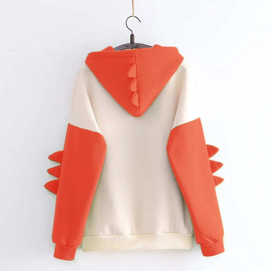 

SONDR cute cartoon Fashion Women Sweatshirt Casual Print Long Sleeve Splice Dinosaur hoodies Sweatshirt Tops ropa mujer