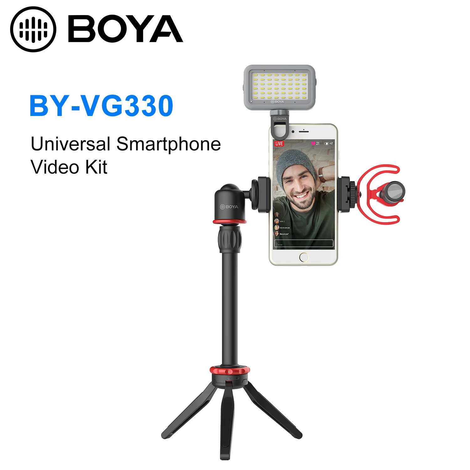 

BOYA Universal Smartphone Microphone BY-MM1 with LED Light Tripod Phone Clip Mount kit for video shooting, vlogging, podcasting