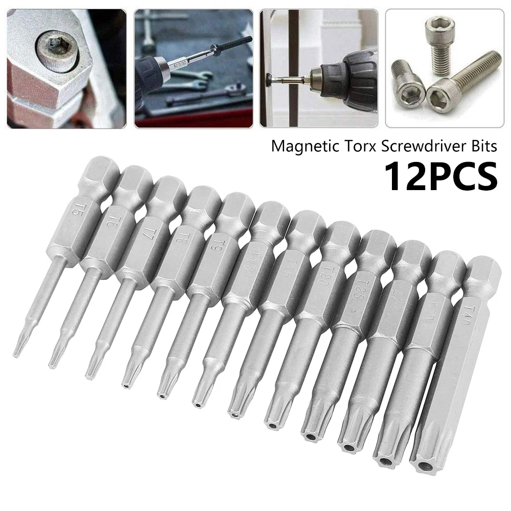 

12pcs Magnetic Torx Screwdriver Bits Head Set DIY Hand Tools Workshop Equipment 1/4" Hex Driver Bits Hand Tools