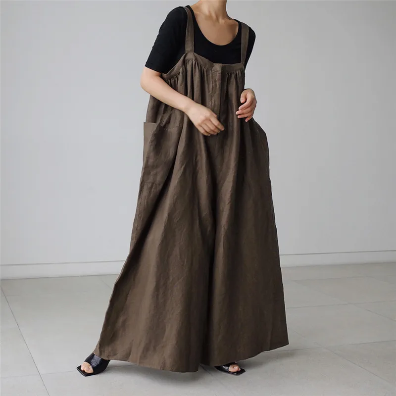 

Комбинезон женский NINI WONERLAND, из хлопка и льна, с широкими штанинами, осень 2021