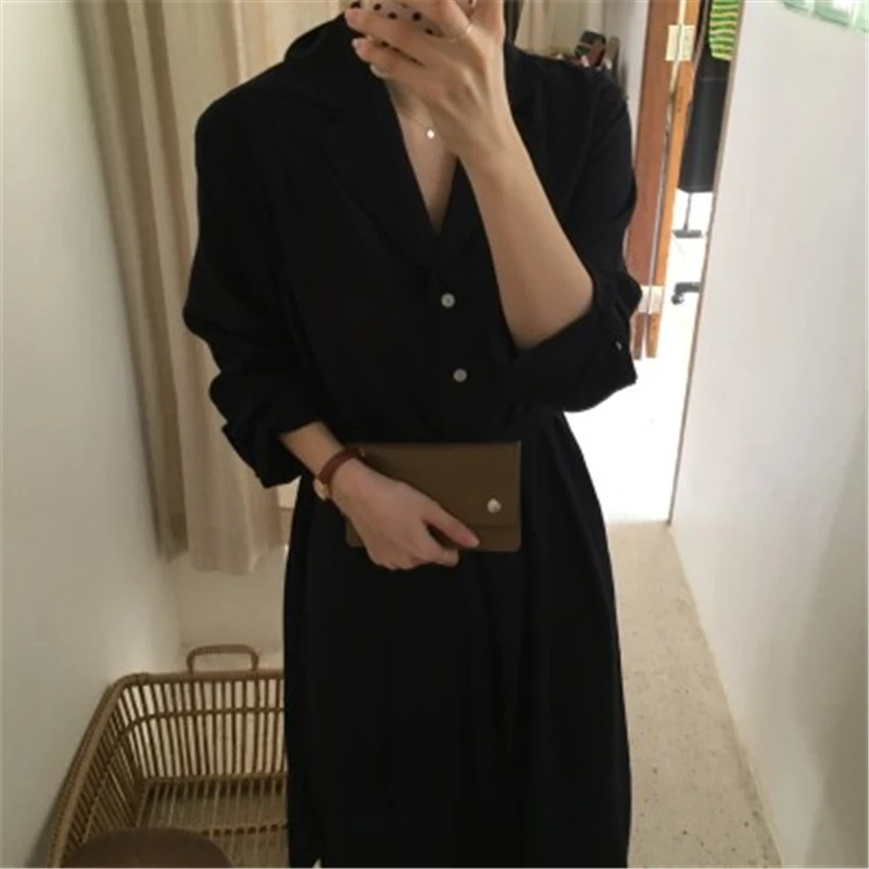 Женское винтажное платье-рубашка RUGOD повседневное однобортное платье с поясом и