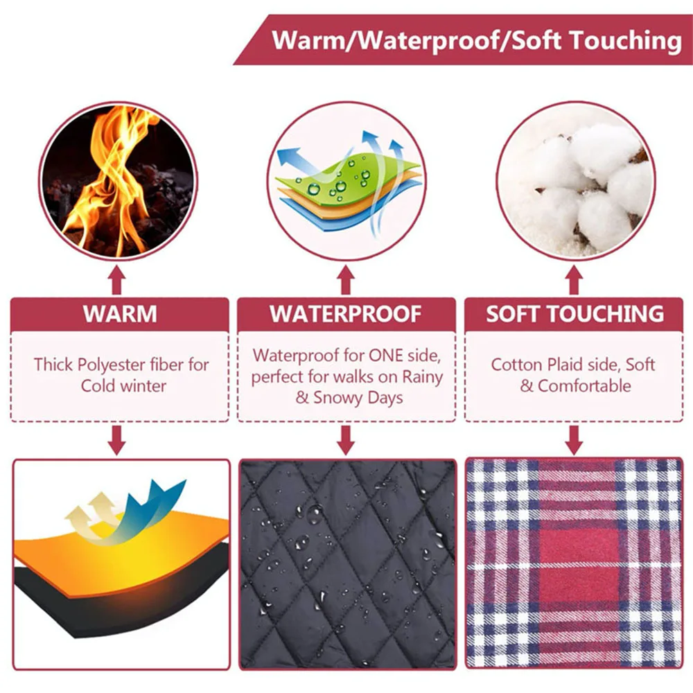 Зимний теплый жилет для собак Двусторонняя одежда домашних животных клетчатая