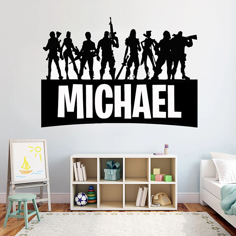 

Game Gamer Personalised Name wall Decor Decal video game wall sticker Customized For Kids Bedroom Vinyl Wall Decor Mural