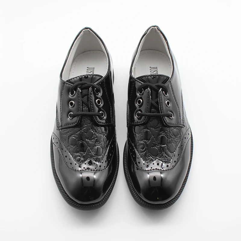 Новинка брендовые Детские Кожаные Туфли броги на шнуровке для мальчиков и