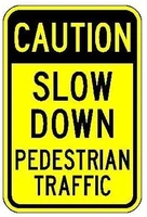 metal sign road sign warning slows down pedestrian traffic sign warning slogan metal sign customizable letters 8x12 inches