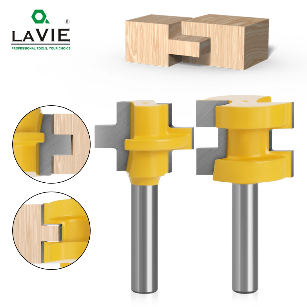 LA VIE 2pcs 8MM Shank T-Slot Square Tooth Tenon Milling Cutter Carving Knife Router Bits for Wood Tool Woodworking MC02140