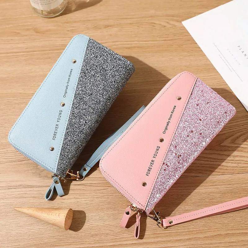 

Fashion Glitter Phone Pocket Designer Women's Wallet Pu Leather Ladies Purse Female Card Holder Long Clutch Wallets For Women