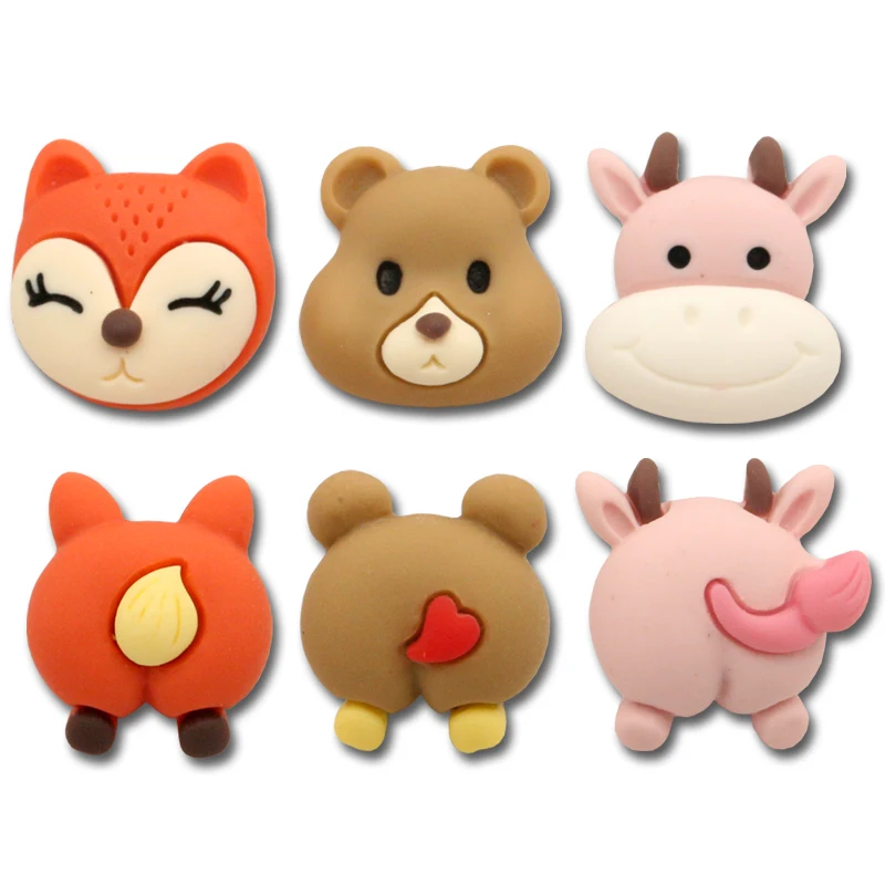 6pcs Cartoon Fox Bear Calf Decorative Lovely Animal Buttons for Clothing Children Cardigan Sweater Overcoat Sewing Wooden resin | Дом и сад