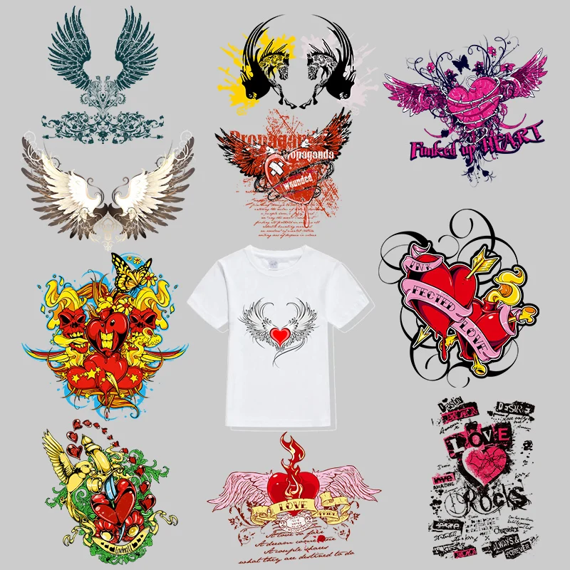 Термоклейкие нашивки с надписью Love и изображением красного сердца | Дом сад