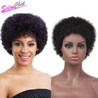 Парик из 100% бразильских волос Remy, завитые волосы с машинкой, черные вьющиеся человеческие волосы