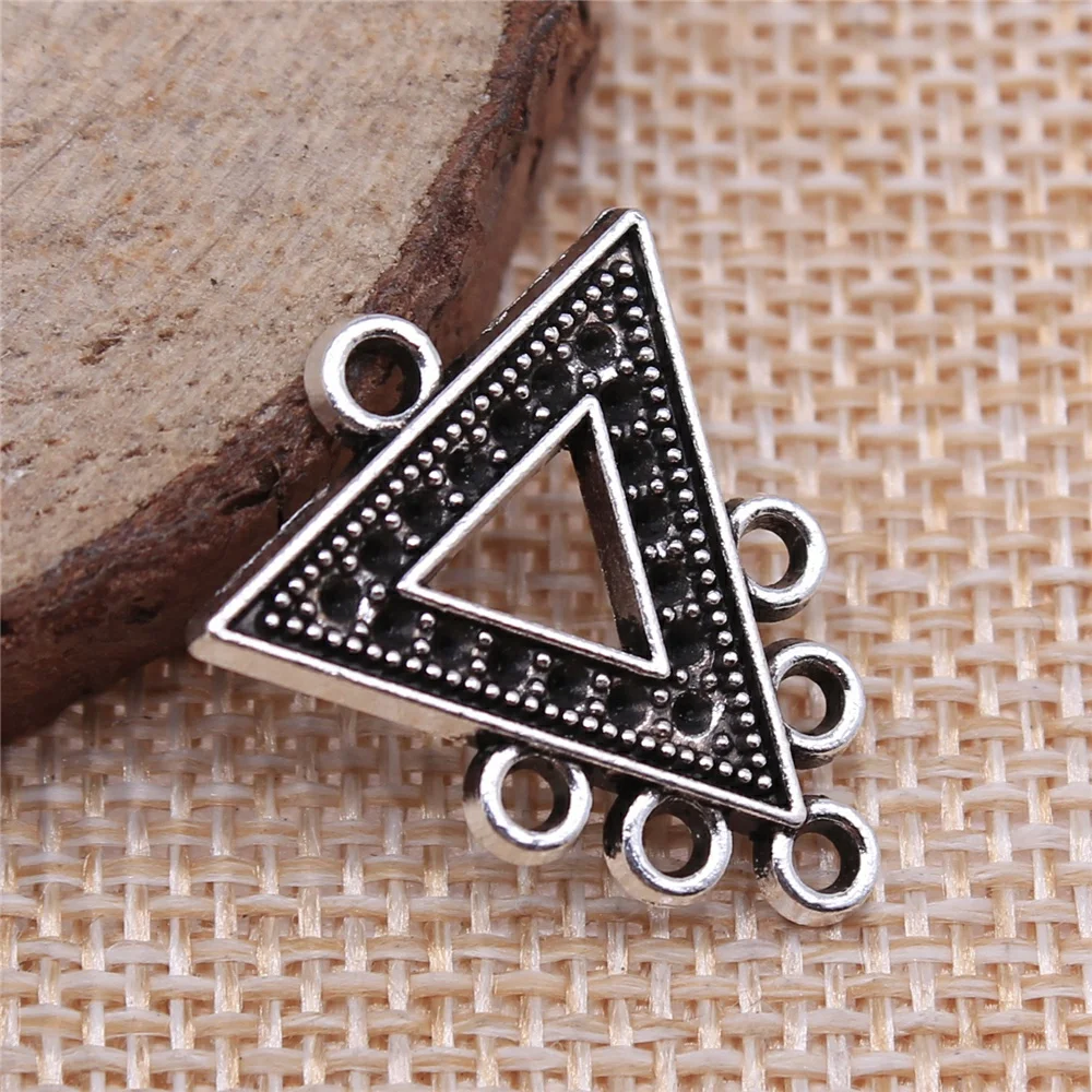 

Подвески для сережек, треугольные, тибетский серебристый цвет, 6 шт., 20 х24 мм