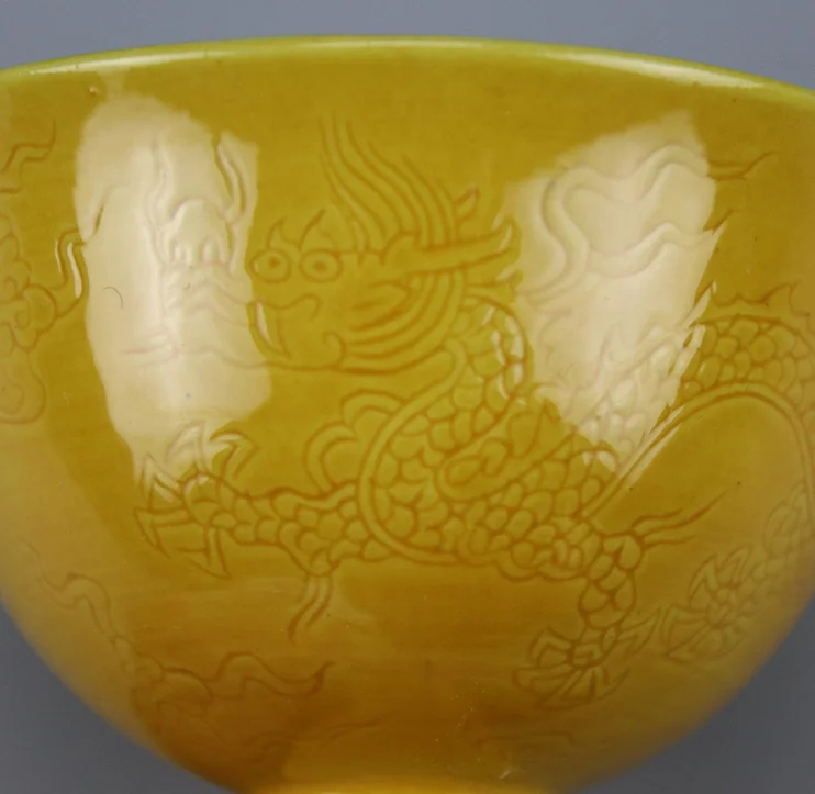 8 см Китайская керамика желтый фарфоровые зодиака Rui дракон высокое средства