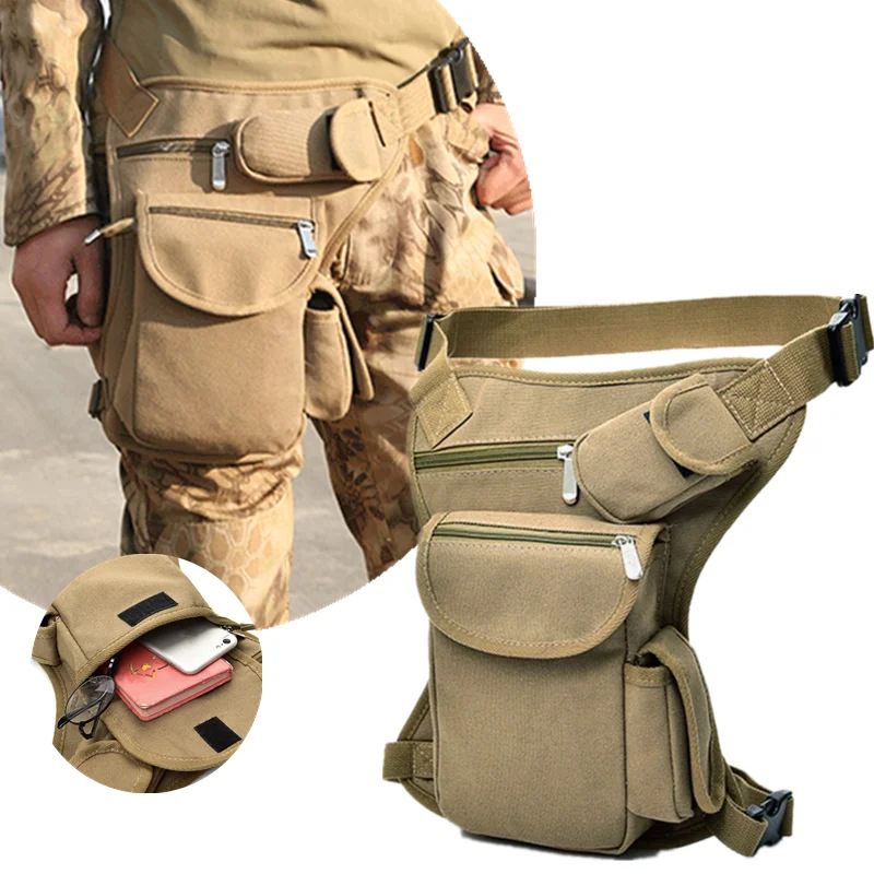 

Men Canvas Drop Leg Bag Waist Bag Fanny Pack Belt Hip Bum Military travel Multi-purpose Motorcycle Messenger Shoulder Bags