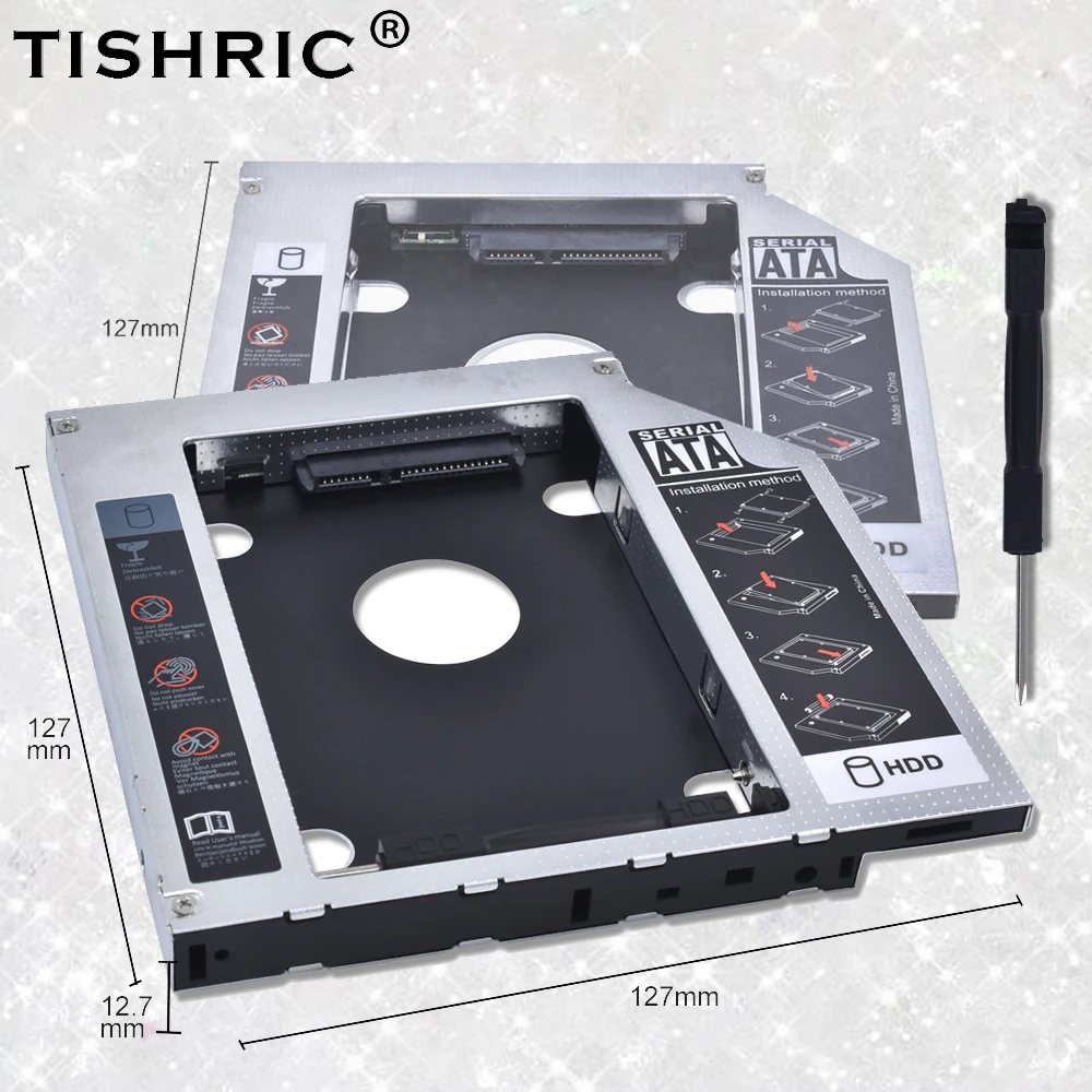 Tishric Алюминий 2nd Hdd Caddy 12 7 мм SATA 3 0 Корпус жесткого диска адаптер DVD HDD отсек для