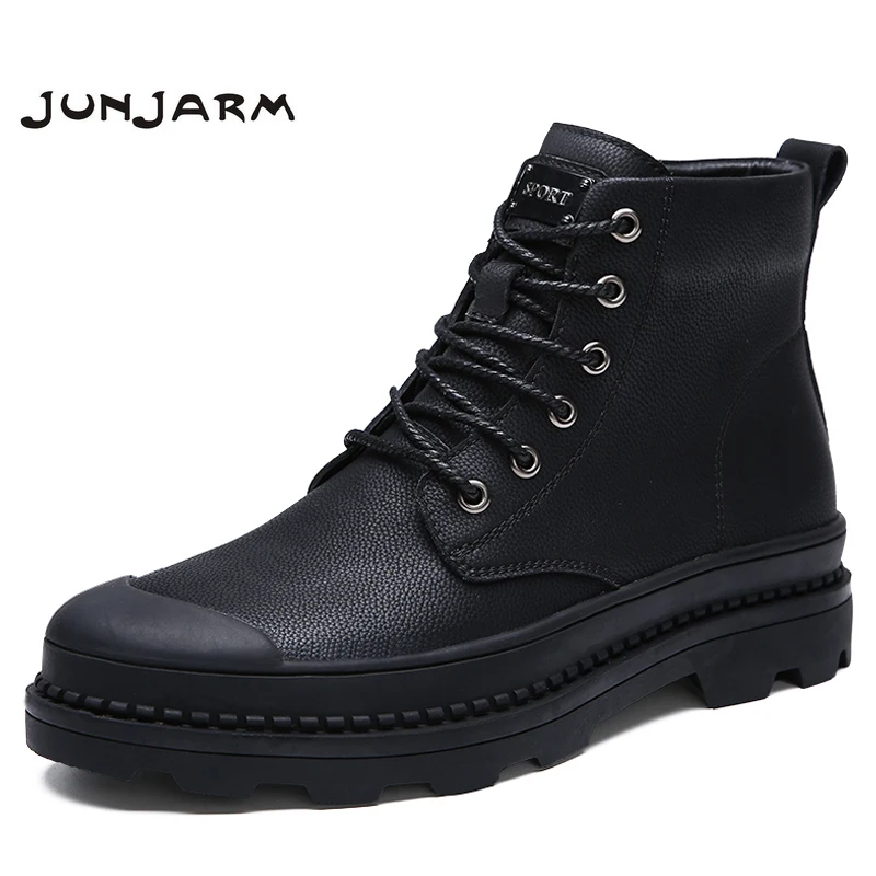 JUNJARM/мужские мотоциклетные ботинки из натуральной кожи Мужская зимняя обувь