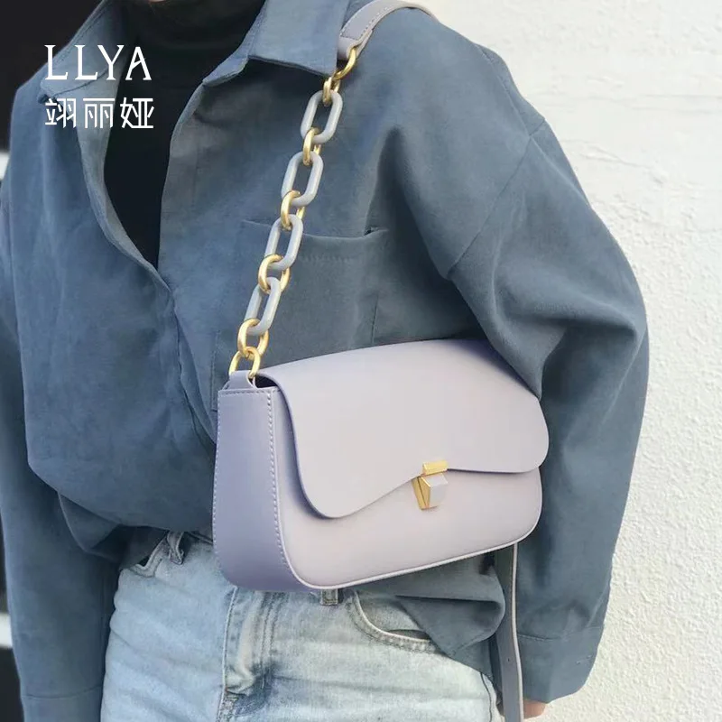 

Handbag Female Spring 2021 New Leather Handbag Fashionable and Simple Underarm Bag Retro Square Bag One-shoulder Cross-slant Bag
