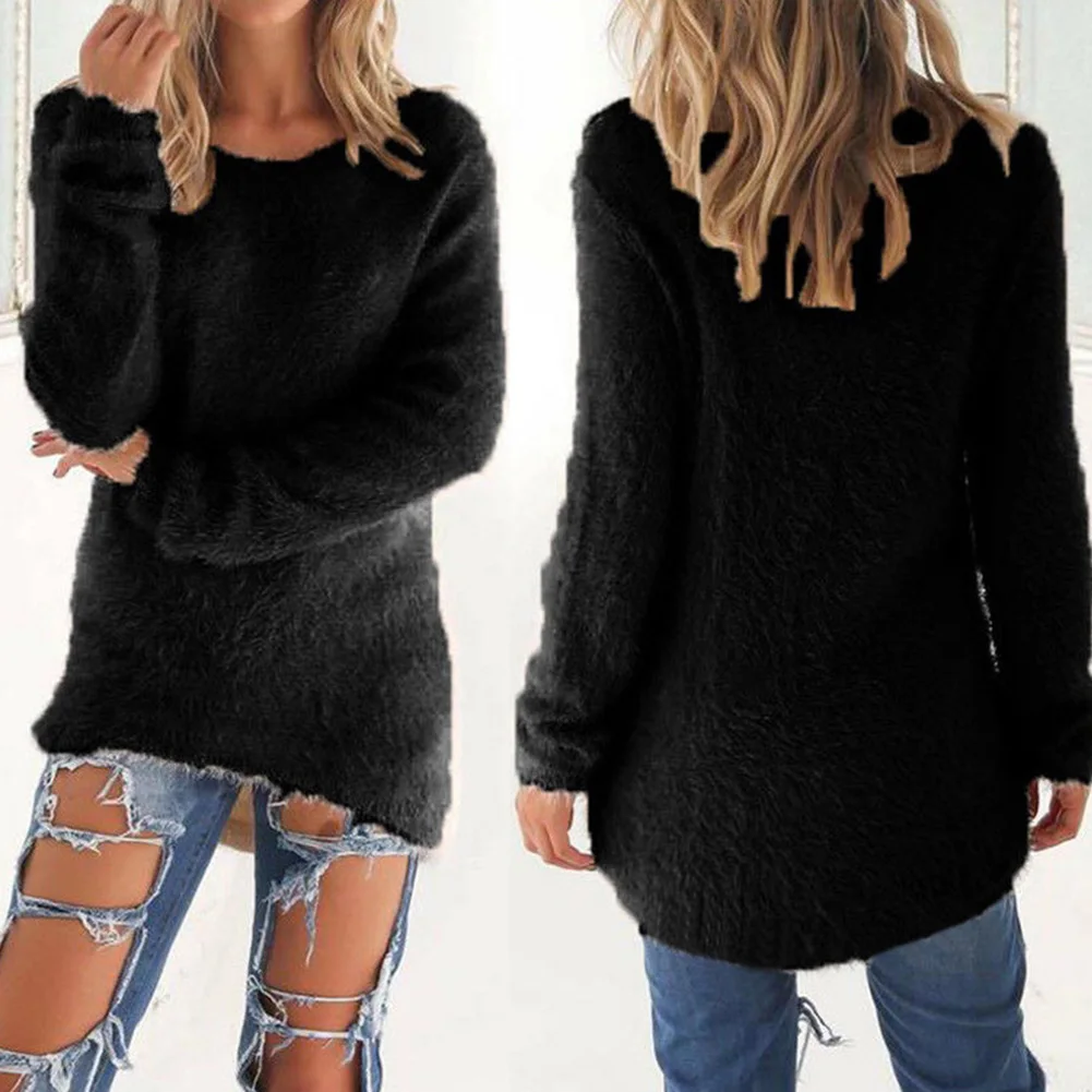 Женский Теплый свитер 2022 весенний свободный Хлопковый вязаный длинный с круглым